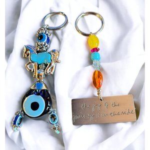 Inspirational Keychain Set Beaded Horse The Joy Of The Journey Is In The Ride